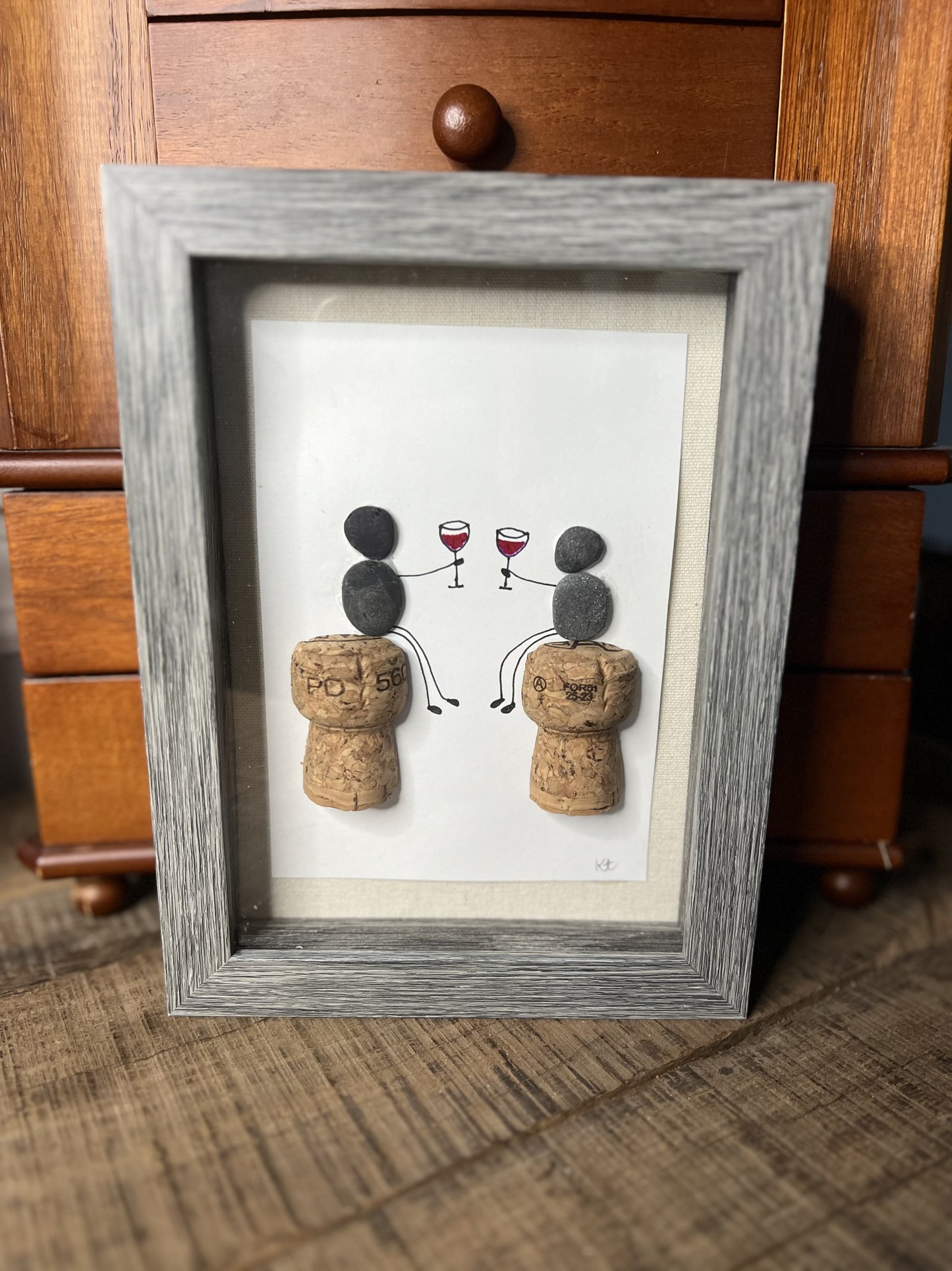 Pebble Art- Wine Drinking Couple