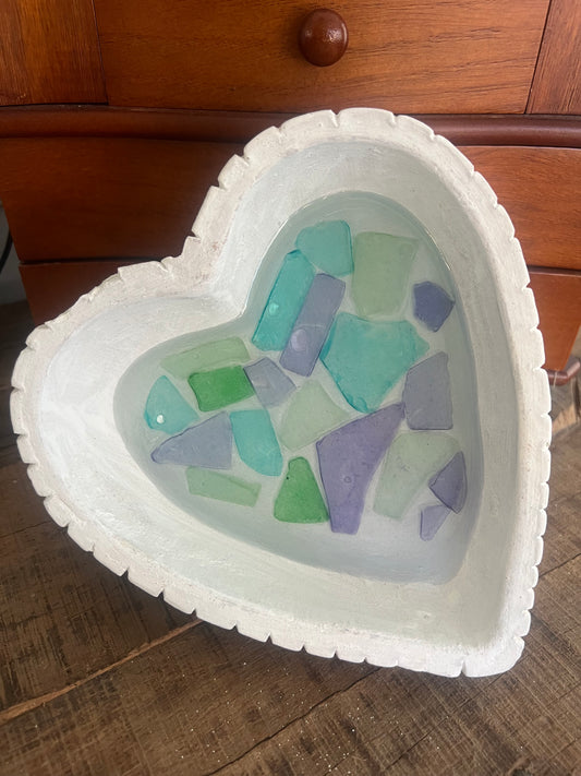 Heart seaglass jewelry tray