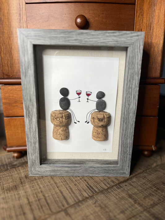 Pebble Art- Wine Drinking Couple