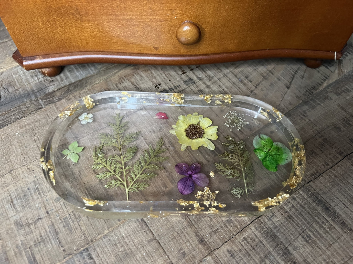 Decorative Floral Jewelry/Catch All Trinket Tray