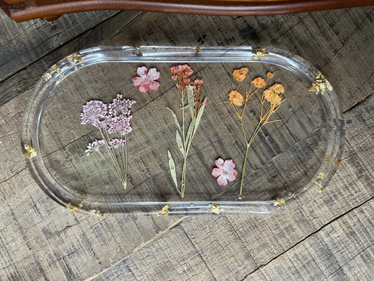 Decorative Floral Jewelry/Catch All Trinket Tray